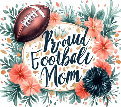 Hand Drawn Watercolor Rustic Background with Leopard Print and Football Cheer Mom Text