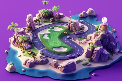 Colorful Golf Course Map