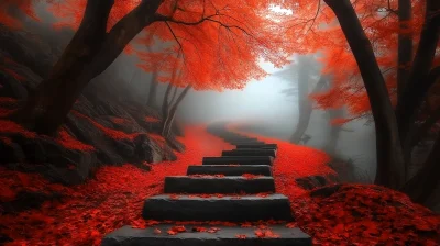 Misty Autumn Forest Path