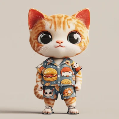 Chibi Cat in Food Shirt