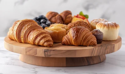 Assorted Pastries on Wooden Board