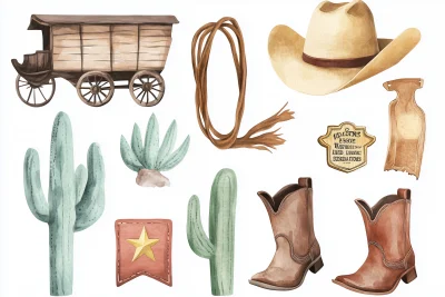 Western Wild West Clipart Elements