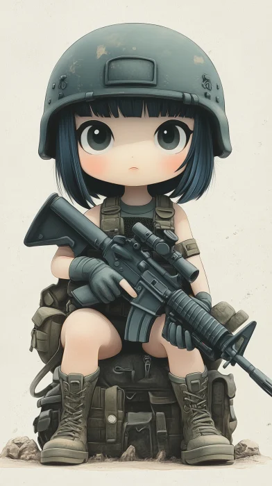 Crouching Anime Soldier