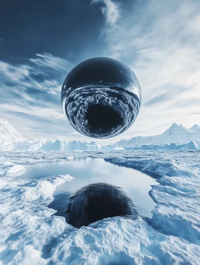 Flying Spherical Black Hole in Ice Floe