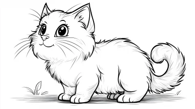 Cute Cat Line Art