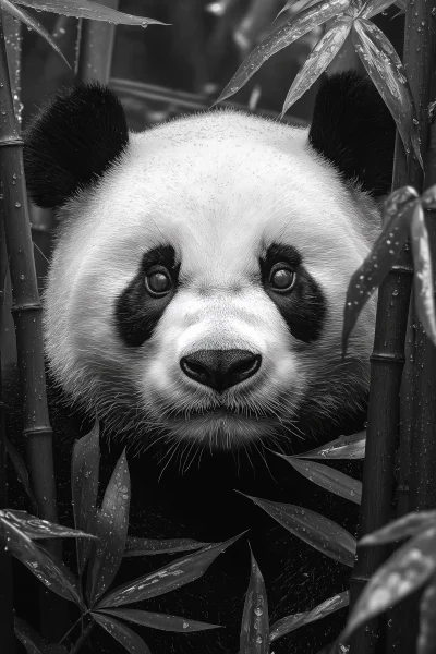 Panda in Bamboo Forest