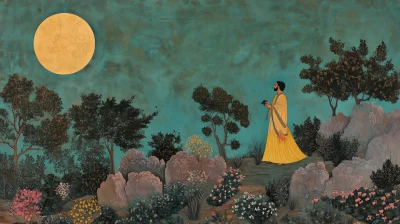 Mughal Art Moonlit Garden