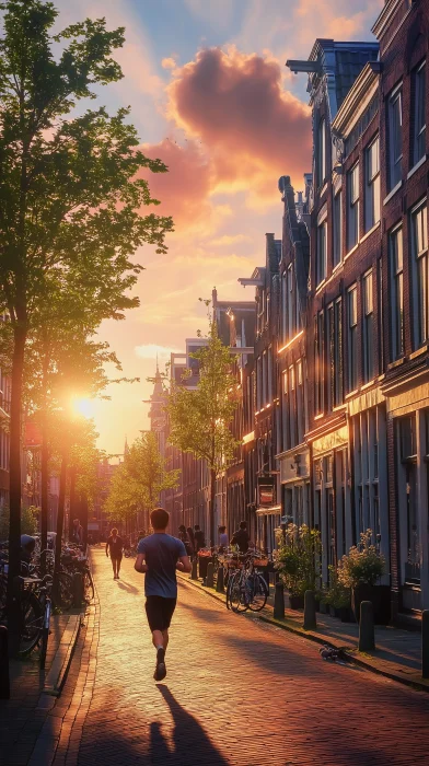 Dutch Row Houses at Sunset