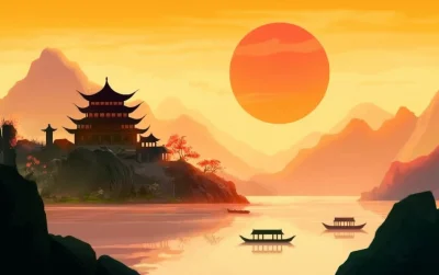 Sunset Over Ancient China