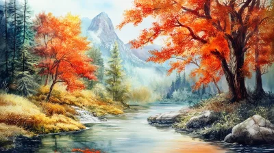 Watercolor Fantasy Landscape