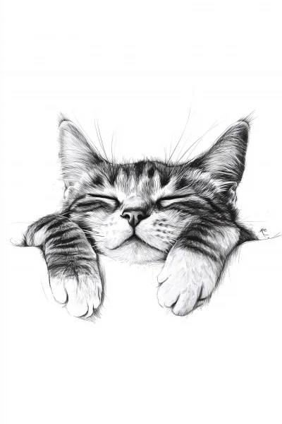 Sleeping Cat Sketch