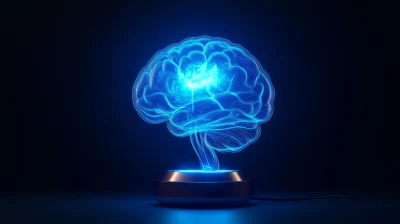 Blue Lamp and Brain Illustration