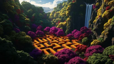 Vibrant Maze Aerial View