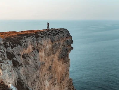 Man Standing on Cliff Edge