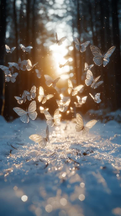 Dreamy Butterflies in Snow