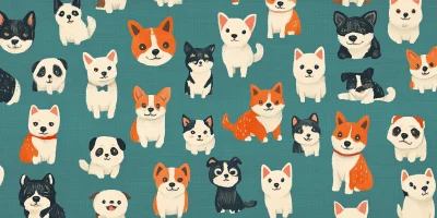 Cute Dog Breeds in Japanese Art