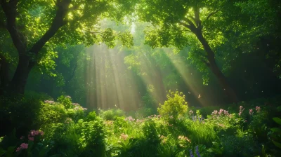 Serene Forest in Sunlight