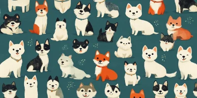 Cute Dog Breeds in Japanese Art