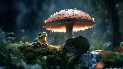 Whimsical Mushroom in the Rain