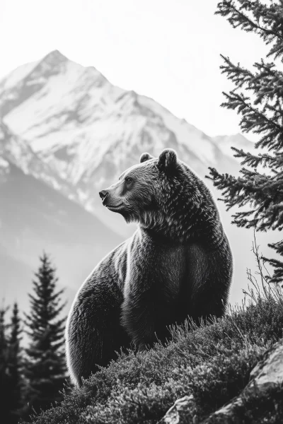 Grizzly Bear in the Mountains