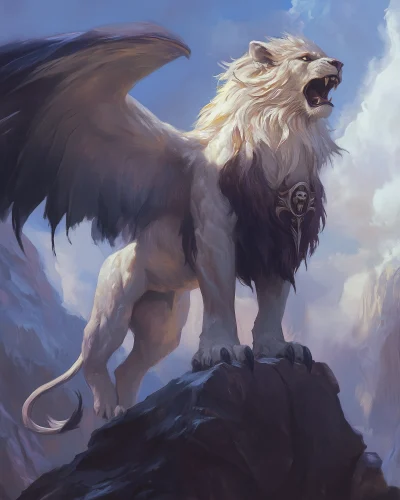 Griffin Lion in Snowy Mountains