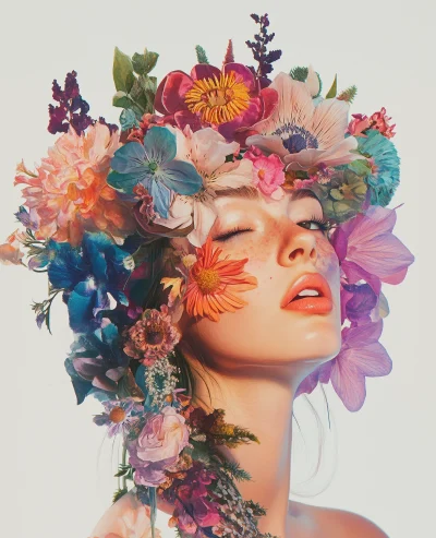 Women with Colorful Flowers