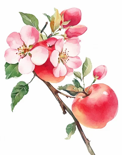 Watercolor Apple Blossoms