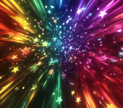 Warp Speed Through Rainbow Stars