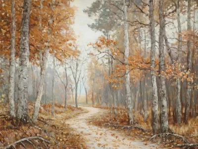 Autumn Forest Oil Painting