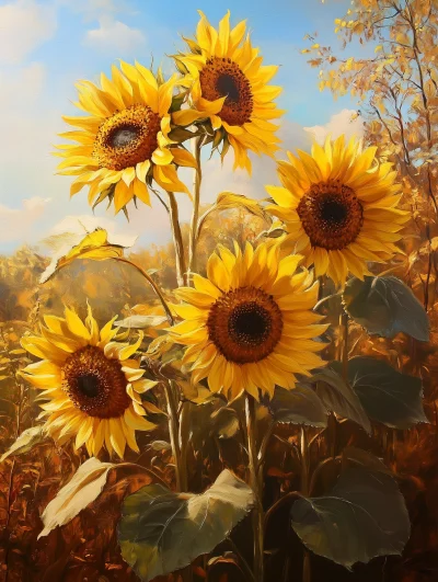 Sunflowers in Nature