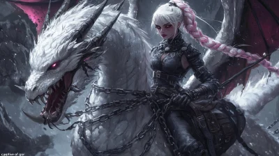 Goth Girl Riding Dragon