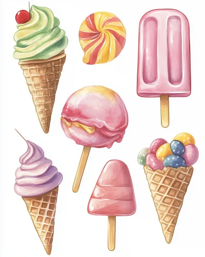 Whimsical Ice Cream and Candy Clip Art