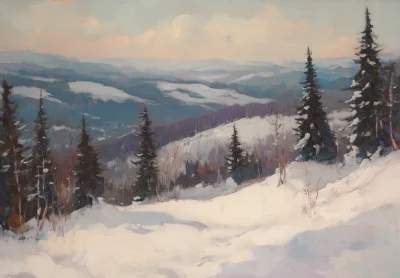 Vintage Snowy Landscape Oil Painting