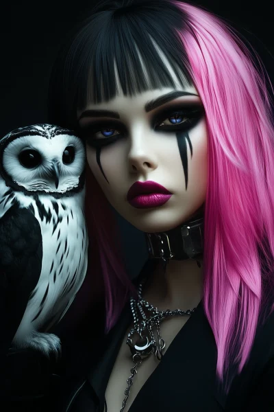 Goth Girl with Owl