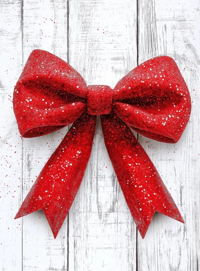 Glittery Red Christmas Bow