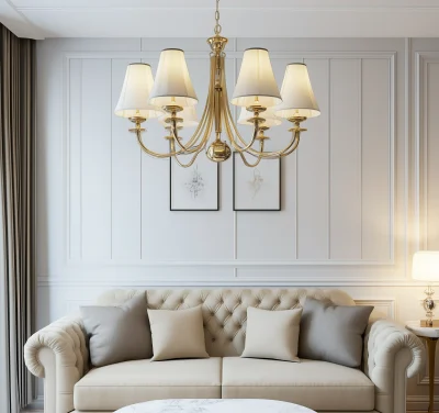 Elegant Chandelier Over Sofa