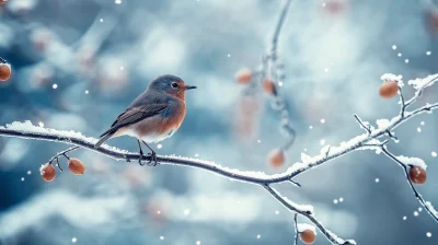 Winter Bird on Branch