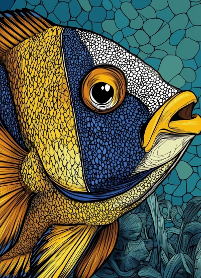 Colorful Tropical Fish Coloring Book Cover