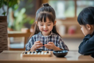 Little Girl Playing Go