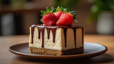 Decadent Cheese Cake with Chocolate and Strawberry