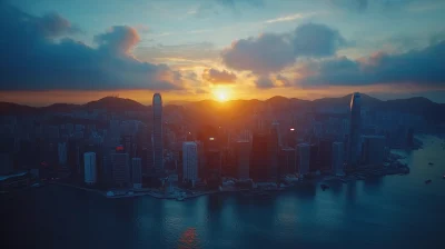 Aerial Sunrise Over Hongkong