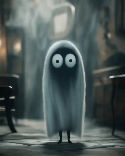 Cute Ghost in Gothic Setting