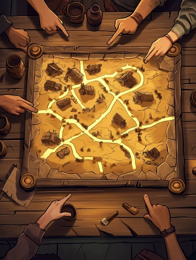 Fantasy Tavern Table with Map