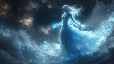 Ice Queen in a Snowy Landscape