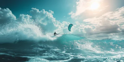 Kitesurfer Preparing to Enter Water