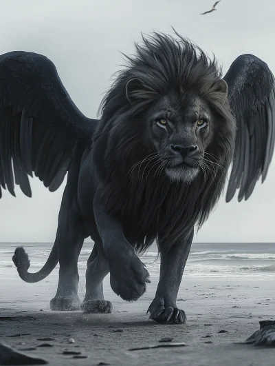 Winged Lion on the Beach