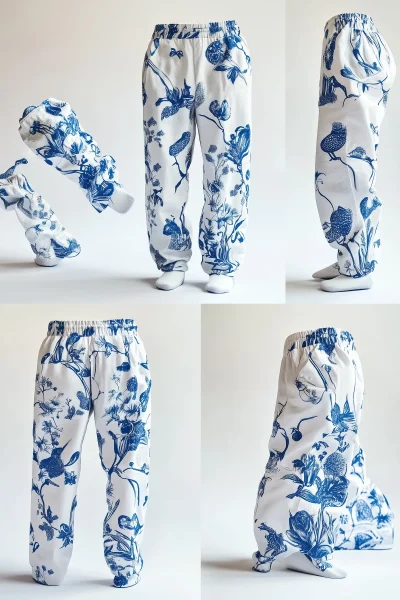 Delft Motif Pants Display