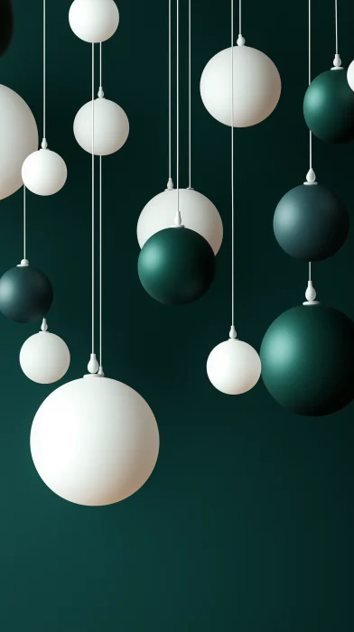 Elegant Dark Green and White Balls Wallpaper