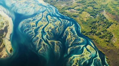 Aerial View of River Delta