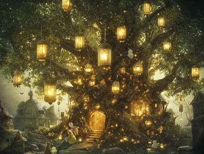 Whimsical Lantern Tree